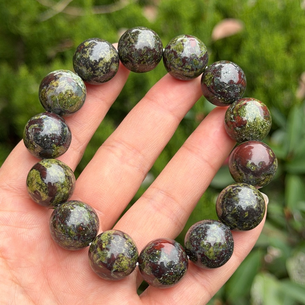 16mm stretchable chunky bloodstone blood stone bracelet 1569